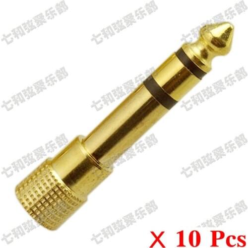 10 Pcs Female 3.5mm to 6.35mm Male Stereo Microphone Bass Guitar Cable Audio Converter Adapter Coupler Connector