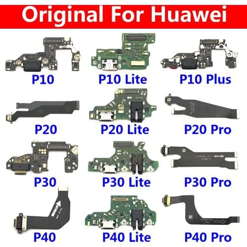 100% Original USB Charging Port Board Flex Cable Connector For Huawei P9 P10 P20 P30 P40 Lite Plus Pro E Replacement Parts