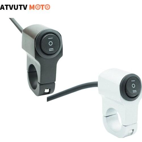 22cm 7/8" Aluminum Alloy Motorcycle Handlebar Headlight Switch Three-position Waterproof Switch 12V Fog Spotlight Retro Switch