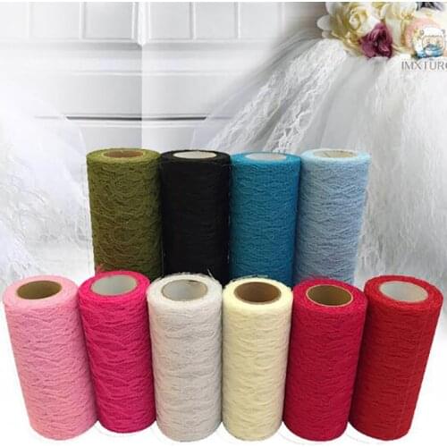 26colors Wedding Lace Decor Yard Netting Fabric Party Table Chair Sash Bow Runner Floral Tulle Roll Wedding Lace Roll Decoration
