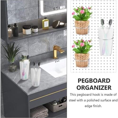 5 Sets Pegboard Cups with Hooks Pegboard Bins with Rings Pegboard Accessories
