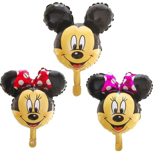50/100pcs Mini Mickey Minnie Head Foil Balloon Baby Birthday Party Cartoon Minnie Mouse Ballon Air Inflatable Globos Decor Toys