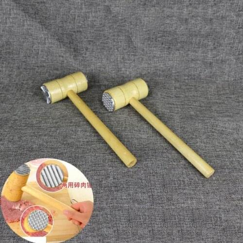 50pcs Wooden Handle Practical Creative Double-Sided Knocking Hammer For Broken Ribs Steak Tender Meat Kitchen Tools F20174059
