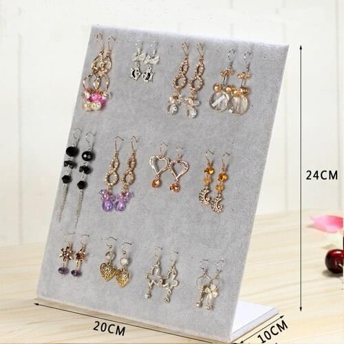 Aydindecor Suede Gray 24Cm-20Cm Pedestal Earring Stand