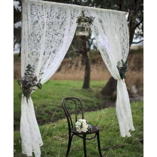 White lace wedding door curtain romantic wedding arch designs background curtain decoration rod pocket