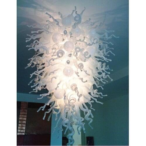 White Murano Blow Glass Lighting Hotel Lobby Decor Crystal Ceiling Light