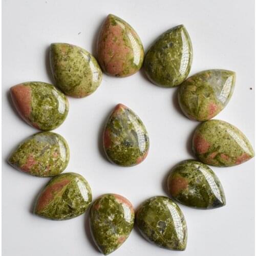Wholesale12pcs/lotfashion natural flowe green stone drop shape CAB CABOCHON 25x18mm beads for jewelry making free shipping