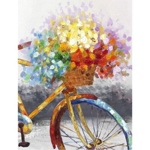 DIY Paint By Number for Adults Beginner,Bicycle Rose Basket Paint By Number Kits on Canvas,Adult Paint By Number Flowers