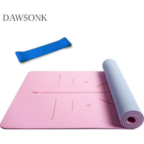 Two-color Positioning Line Yoga Mat 6 Mm (beginner) Non-slip Yoga Pull Ring Two Suit Fitness Dance Mat Home Fitness Mat Pilates