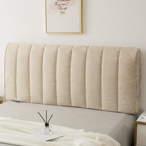 Elastic All Inclusive Headboard Cover Nordic Solid Bed Head Cover Healthy Linen Fabric Bed Head Back Protection Dust Cover