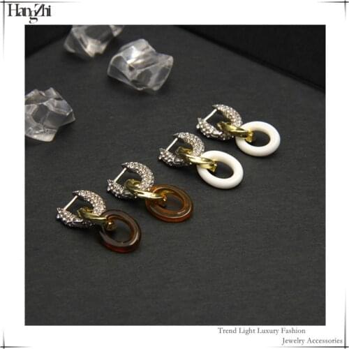 European and American New Style BV Trendy Multi-circle Combination Detachable Enamel Exquisite Small Metal Chain Earrings