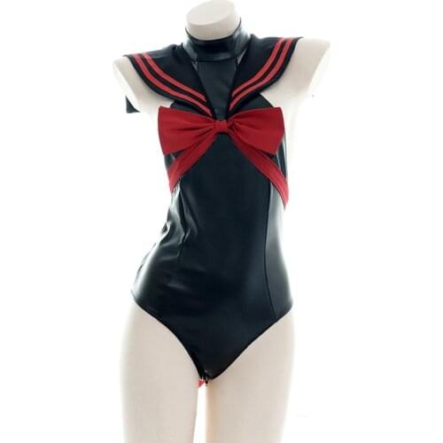 JIMIKO leather sailor School Girl Erotic Outfit female private sexy uniform student cosplay crotchless costumes porno lingerie