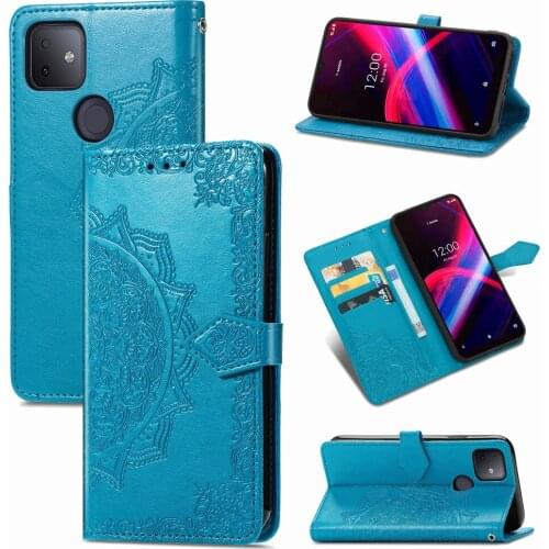 Mandala Flower Embossed Leather Case For T-Mobile REVVL 4 Cases Revvl 4+ Cases Magnetic Folio Wallet Phone Cover Funda