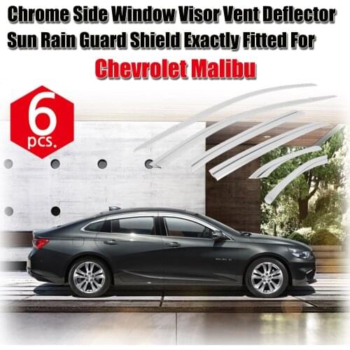 1 Set Chrome Side Vent Sun Shade Window Visors Rain Guard Deflectors For Chevrolet Malibu XL 2016-2020