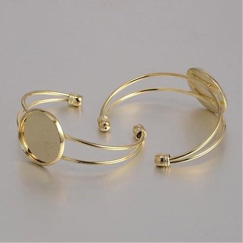 Brass Cuff Bangle Makings Bangle Blanks with Flat Round Tray Golden Color, 60mm, Tray: 25mm