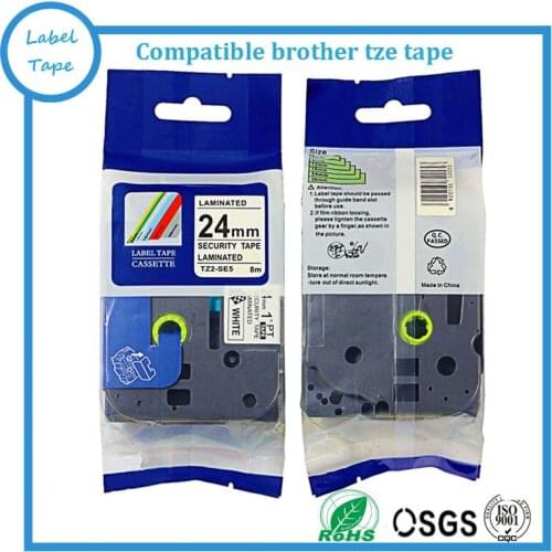 24mm tz tze label tape tze-SE5 tz-SE5 TZ SE5 SECURITY LABEL ptouch label tape 24mm*8m black on white tz label tape