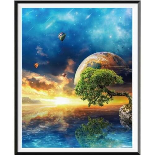 Landscape Rural Woods Beach Flowers Printed 11CT Cross Stitch Embroidery Set DMC Threads Craft Painting Needlework Adults