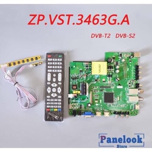 New ZP.VST.3463G.A Universal Digital Driver Board Supports DVB-T2 / DVB-S2 / DVB-C + 7 Key Switch