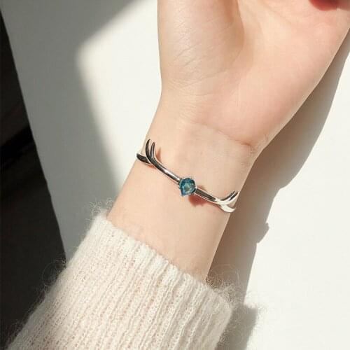 New Dainty Antler Bracelet Inlay Blue Zircon Fashion Personality Animal Jewelry For Women Statement Engagement Christmas Gifts
