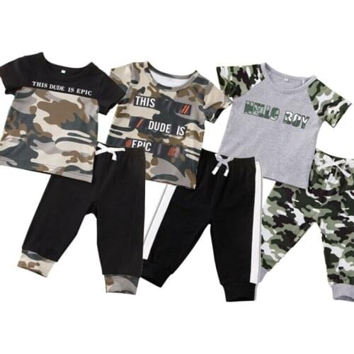 Newborn Baby Boys Clothes Summer Short Sleeve T-Shirt Camouflage Pants Baby Boys Outfits Set