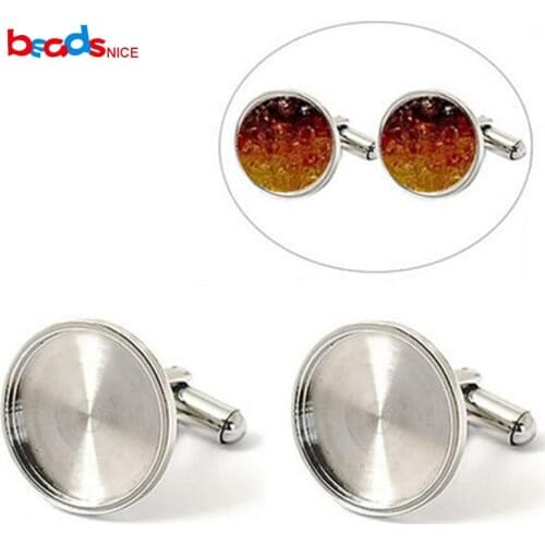 Stainless Steel Blank Setting Base Cufflinks Settings Cabochon Base for 16/18/20mm Men Cufflinks DIY Jewelry findings ID25006