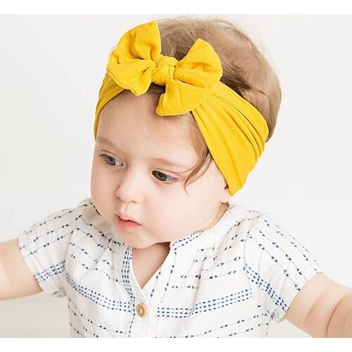 Baby Bowknot Headband Nylon Cotton Children Girls elastic hair bands Turban for girl Headbands Summer bandeau bebe
