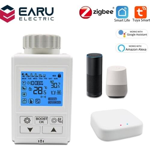Tuya ZigBee 3.0 Smart Radiator Actuator Programmable Thermostatic Radiator Valve Temperature Controller Timer Google Home Alexa