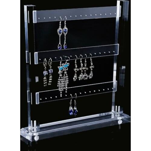 Transparent Acrylic Earring Holder Organizer Hanger Display Stand With 48 Holes Detachable