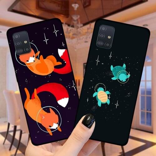Space Turtles Foxes Silicone Case Cover For Samsung A51 A71 A01 A10 A11 A21S A20 A30 A31 A40 A41 A50 A60 A70 A50S A7 A6 A8 Plus