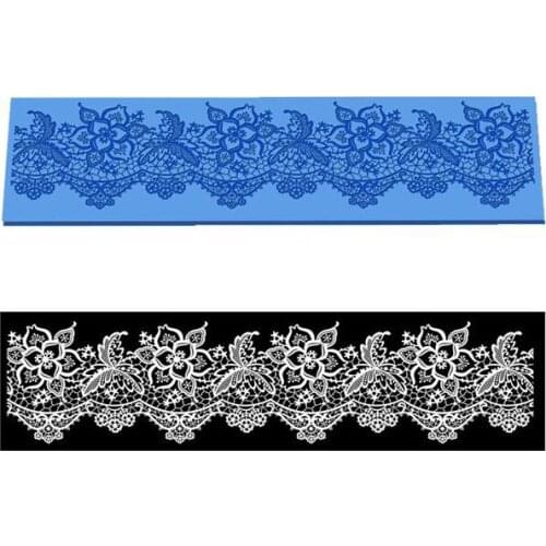 Wedding Decoration Flower Pattern Silicone Lace Mat Sugar Lace Mold Peony Silicone Baking Mat Fondant Cake Mold Color Blue