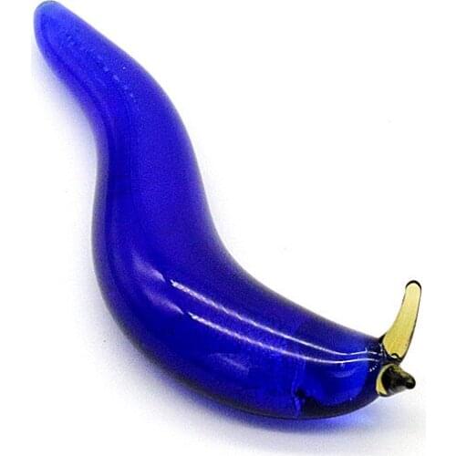 Dark Blue Murano Glass Slugs Figurine Ornament Cute Silver Foil Worm Animal Home Garden Decor Accessories Holiday Gifts For Kids