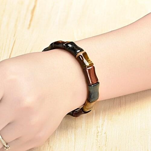 Tiger eyes stone gem Deep Black with gold square transparent pure and Geometrical beads pearl and colorful mixture bracelet