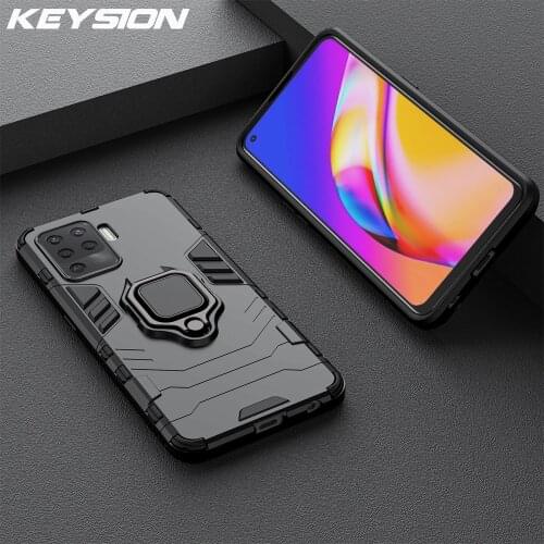 KEYSION Shockproof Case for OPPO A94 A74 A54 A73 A53 A72 A93 5G F19 Ring Stand Phone Cover for Realme Narzo 30 Pro 30A 20 Pro 10