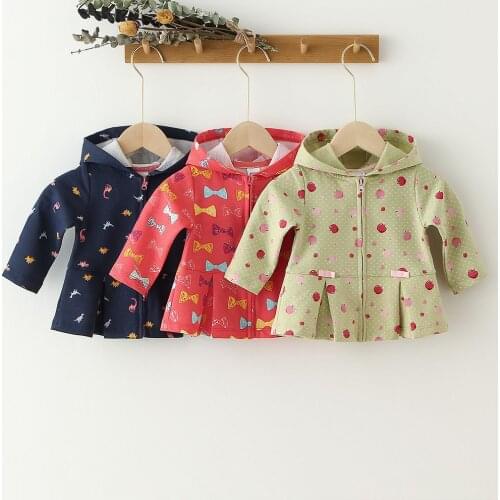 Spring Baby Girl Clothes 1-4 Year Toddler Girls Jacket Hooded Baby Coat 100% Cotton Children Coat Toddler Kids Outwear Clothing
