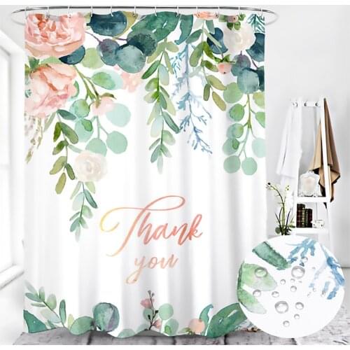Ins Polyester Shower Curtains Waterproof Flowers Plant Series Shower Curtains For Bathroom Bathtub Curtains Hooks Bath Curtain
