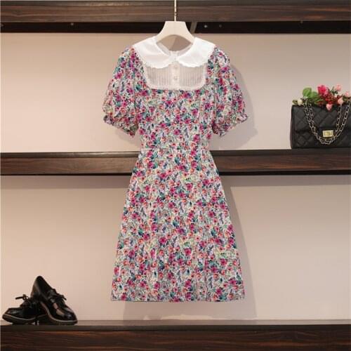 2021 Summer vintage floral dress Floral print women casual long dress elegant party dress high waist A line Office work dresses