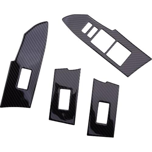 1 Set Car Carbon Fiber Black Window Lifting Switch Panel Trims Covers LHD Fit for Toyota Corolla 2014 2015 2016 2017 2018