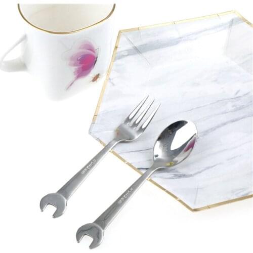 1PC Creative Wrench Shape Tableware Home Kitchen Stainless Steel Fork Spoon Gift Fruit Dessrt Salad Forks Cutlery