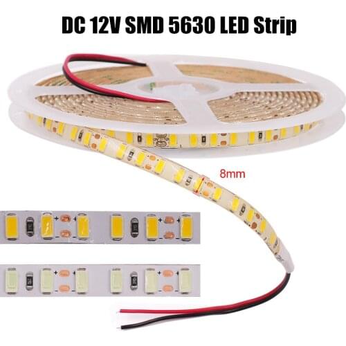 DC 12V SMD 5630 LED Strip IP21 IP65 IP67 120leds/m Width 8mm Cool White/ Warm White Flexible Tape Led Strip Light 5m