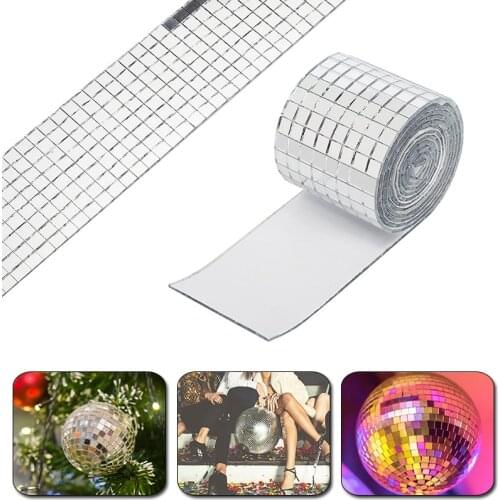 1464pcs/roll Mini 3D Glass Mirror Wall Stickers Squre Stickers Decal 1M Mosaic Mirror Wall Sticker For Shopping Malls Home Decor