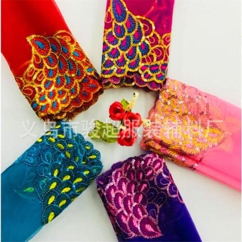 18cm width sequins Lace Trimming Tassel Fringe Latin stage dance doll skirts dress garments Accessories GH119