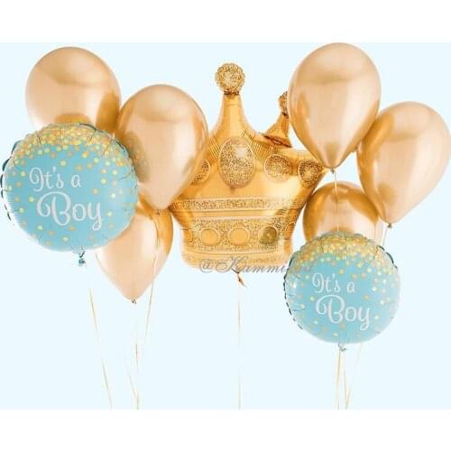 30inch gold crown balloons 1st happy birthday party decorations kids 18inch dots boy and girl baby shower surprise latex globos