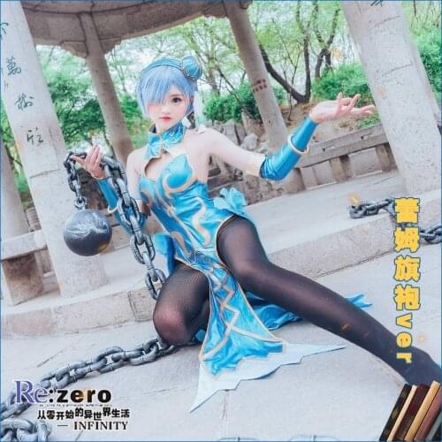 Anime New Re:Life in a different world from zero Cosplay Rem Cheongsam Dress Party Set