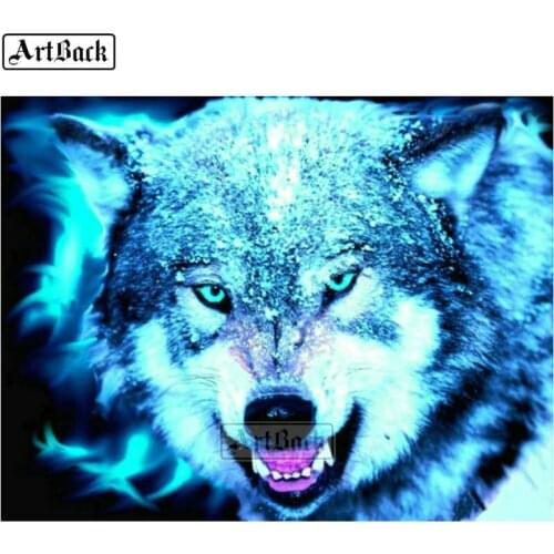 ARTBACK Hot sale diy 5d diamond painting wolf picture full square animal icon diamond mosaic 3d round wolf embroidery set