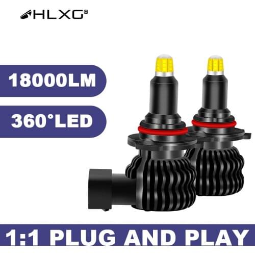HLXG HB3 HB4 360 CSP 100W 6000K lamp 12V H8 H9 H11 9012 9005 9006 h1 LED headlight 18000LM luces car Light bulb h7 led canbus