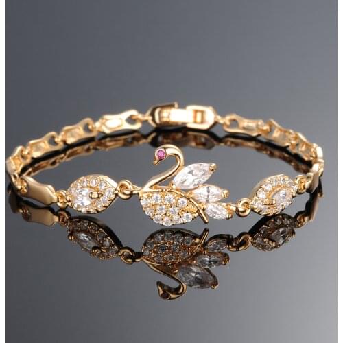 Cyue Hot-selling Fashion Chain Exquisite Gold-plated Swan Pave Crystal Bracelet Accessories For Women Jewelry