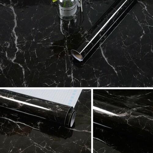 5m Black Marble Solid Self Adhesive Waterproof Wall Stickers Kitchen Countertop Sticker Decor Waterproof Oil-Proof Wallpaper