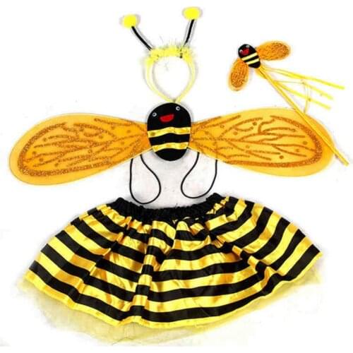 Girls Children Magic Sticks Bee Ladybug Wings Skirt Cosplay Party Costume birthday Halloween Christmas Xmas