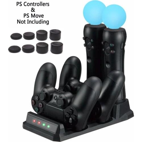 For Playstation 4 PS4 Slim Pro PS VR PS Move Motion Controllers 4 in 1 Charger USB Charging Dock Station Storage Stand Charge