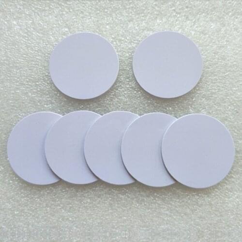 F1108 coin cards 25mm diameter F08 8Kbit 13.56 MHz IC RFID PVC blank tags 1000pcs/Lot